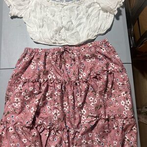 Floral Pink Skirt Set